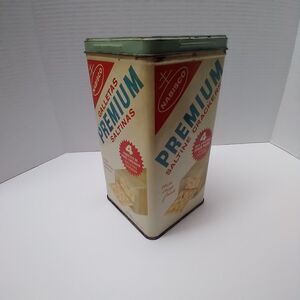 Vintage Saltines tin green lid 1950s  1960s